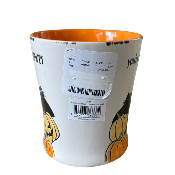 Spectrum Designz Black Cats Pumpkins YOU'RE CREEPING MEOWT! Halloween Mug NEW - Picture 9 of 13